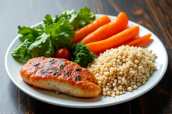 Assiette équilibrée avec légumes colorés