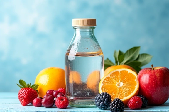 Bouteille d'eau et fruits frais