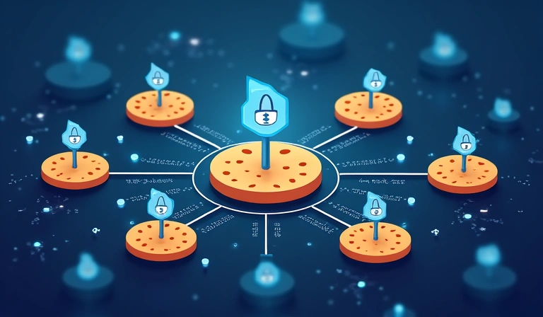 Illustration de cookies numériques et de la confidentialité des données